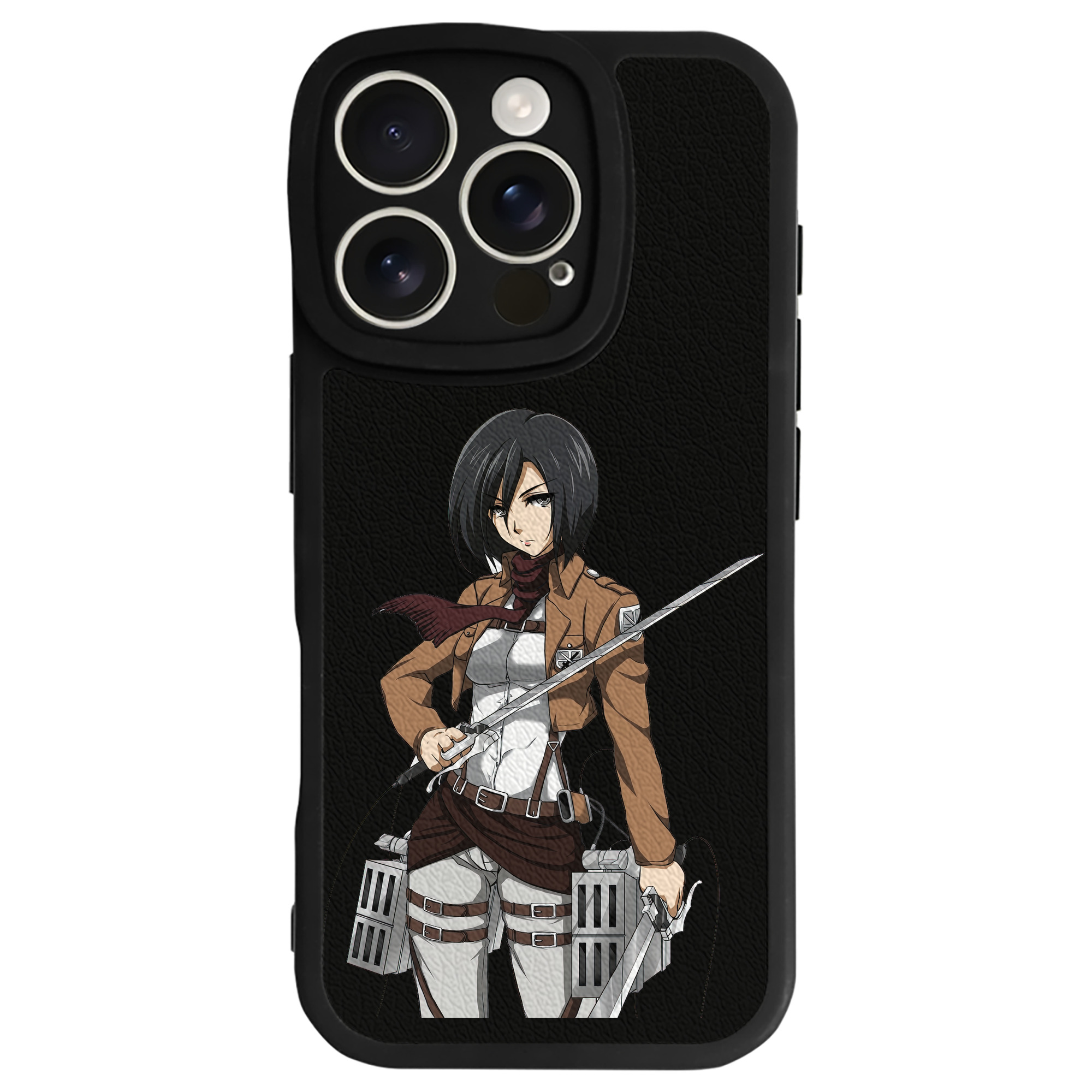 （画像用） 進撃の巨人 ミカサ·アッカーマン Attack on Titan Mikasa Ackerman 【iPhone 16シリーズ対応】シリコンスマホケース（レザー調） 材質：シリコン